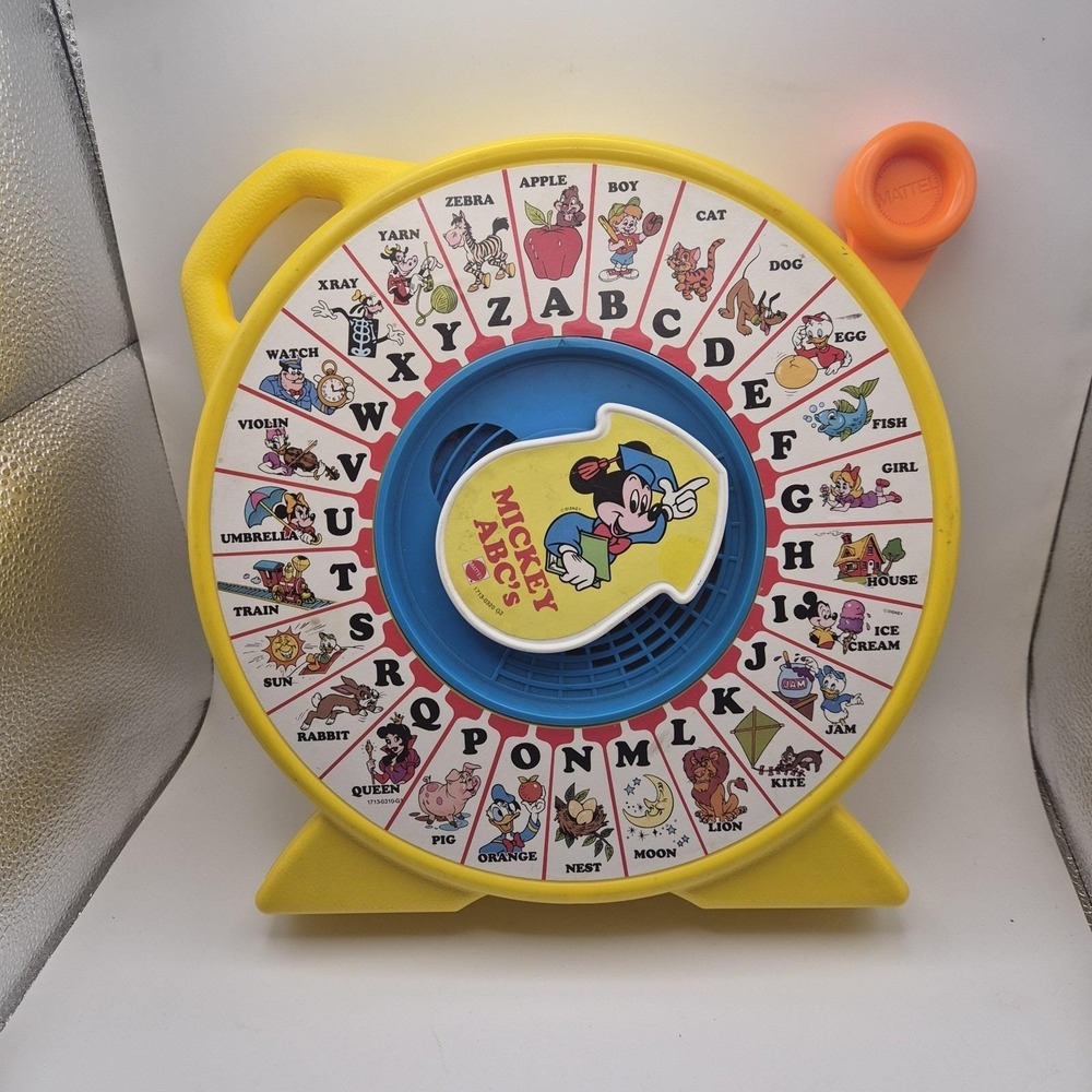 Vintage 1989 Mattel Disney Mickey ABC's Talking Alphabet Learning Wheel Toy...